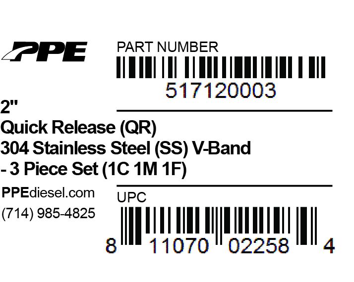 2.0 Inch V Band 3 Piece Set 1C 1M 1F QR PPE Diesel - Image 5