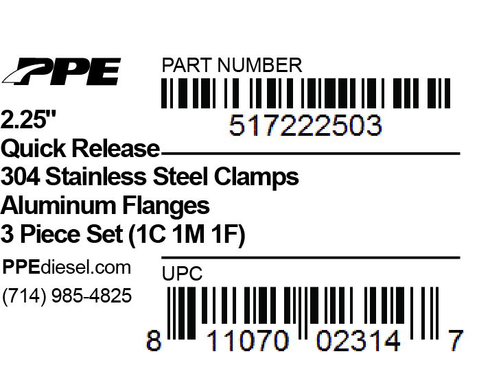 2.25 Inch QR Aluminum V-Band 3 Pc Set 1C 1M 1F PPE Diesel - Image 5